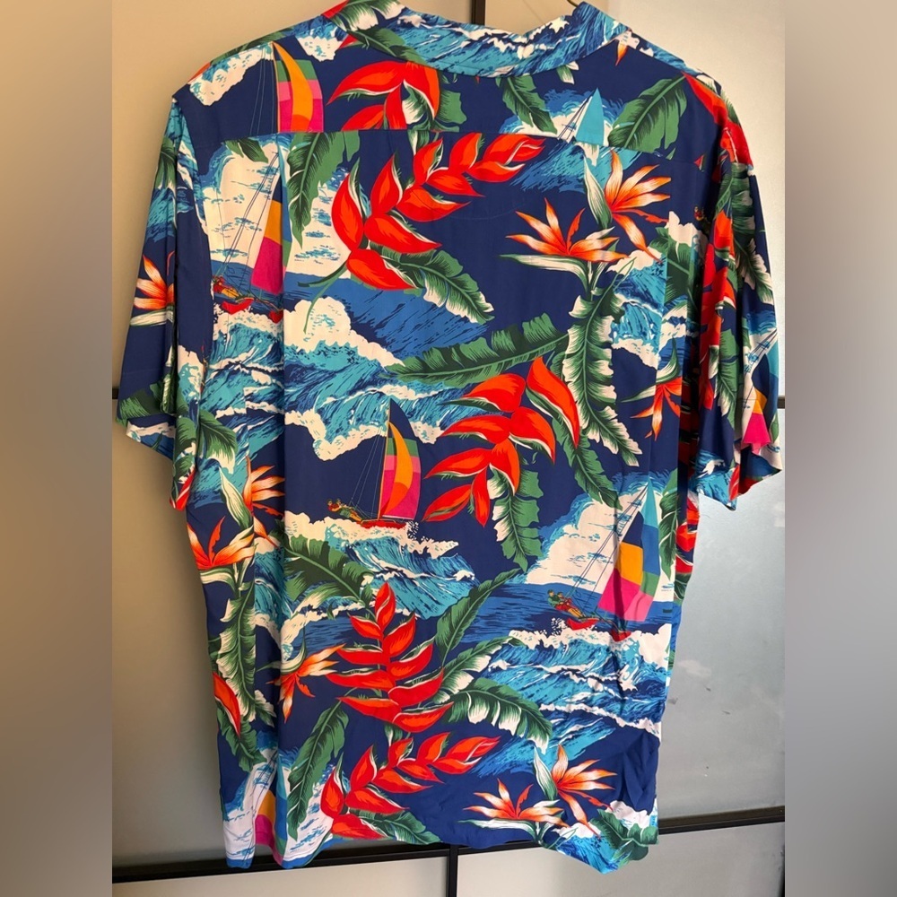 Polo Ralph Lauren Men's XXL Blue Tropical Print Button-Down Shirt - Picture 2 of 3